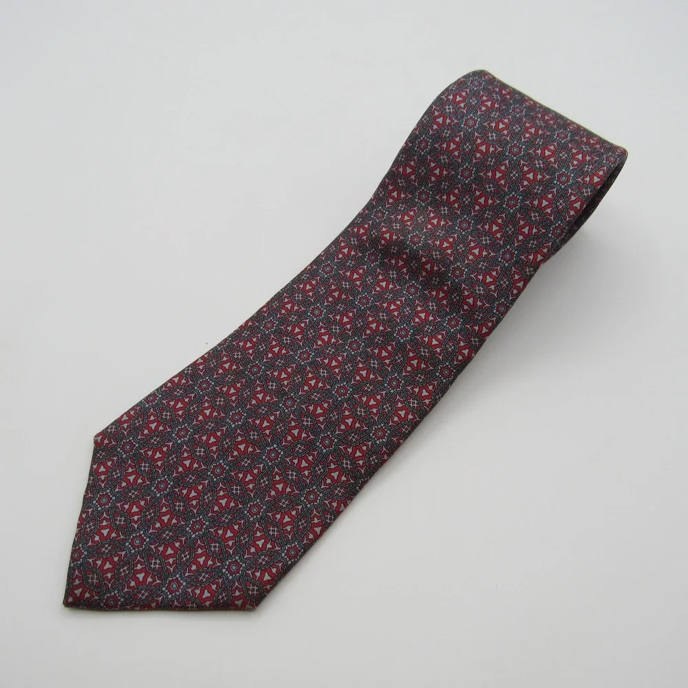 Regent Bert Pulitzer Tie Mens OS Red Geometric Mosaic USA Made
